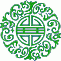 绿色祥云纹样圆形图案 免费大花系列1万针以