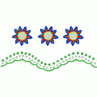 彩色刺绣花朵与绿色花边图案 免费大花系列1