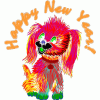 彩色小狗新年贺图 免费童装卡通花样
