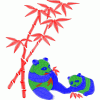 熊猫吃竹子 免费童装卡通花样