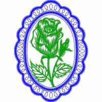 蓝色边框绿色玫瑰刺绣 免费中花系列5千-1万