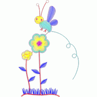 彩色蝴蝶飞舞花丛 蜜峰免费花样