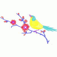 彩色小鸟栖息花枝 鸟免费花样