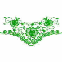 绿色花卉刺绣图案 免费花样