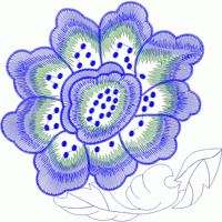 蓝色花卉刺绣图案 免费花样