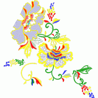 彩色刺绣花卉图案 免费花样