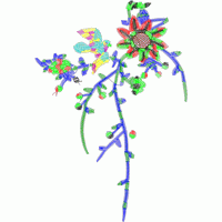彩色刺绣花卉与小鸟图案 免费花样