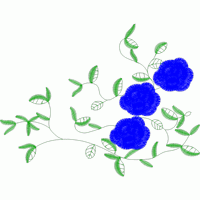 蓝色玫瑰藤蔓刺绣图案 免费花样