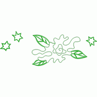 绿色刺绣花卉与星星图案 免费花样