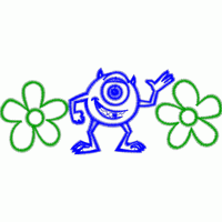 单眼怪兽与花朵图案 免费花样