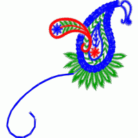 蓝色佩斯利花纹刺绣图案 免费花样