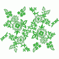 绿色植物刺绣图案 免费花样