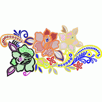 彩色花卉刺绣图案 免费花样