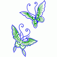 蓝绿蝴蝶刺绣图案 蝴蝶免费花样