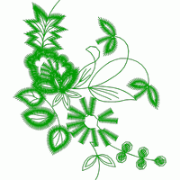 绿色刺绣花卉图案 免费花样
