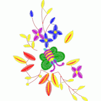 彩色刺绣花卉蝴蝶图案 免费花样