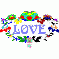 彩色刺绣“LOVE”花环图案 免费花样
