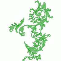 绿色植物刺绣图案 免费花样