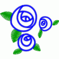 蓝色玫瑰刺绣图案 免费花样