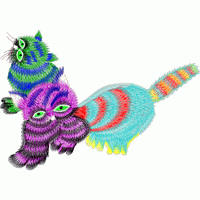 彩色刺绣猫咪图案 免费花样