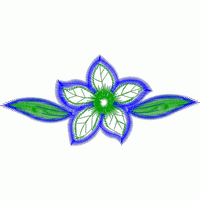 蓝色绿叶刺绣花朵图案 免费花样
