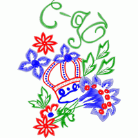 刺绣花卉与皇冠图案 皇冠免费花样