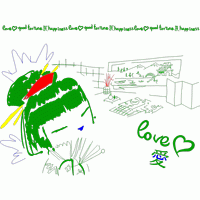 绿色少女与幸福符号 免费花样