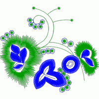 绿色植物与蓝色花朵图案 免费花样