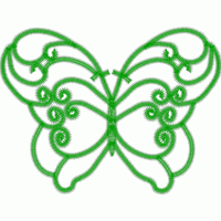 绿色蝴蝶刺绣图案 免费花样