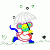 彩色小猴撑伞避雨 免费花样