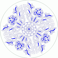 蓝色花卉圆形图案设计 免费花样