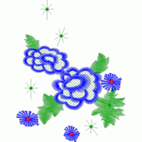 蓝色花卉刺绣图案 免费花样