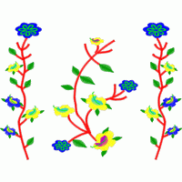 彩色藤蔓花卉刺绣图案 免费花样