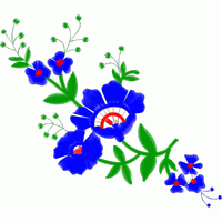 蓝色花卉刺绣图案 免费花样