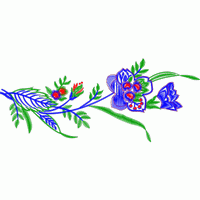 蓝色花卉刺绣图案 免费花样