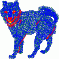 蓝色毛绒犬3D模型 免费花样