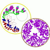 两幅圆形刺绣花卉图案 免费花样