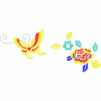 彩色刺绣蝴蝶与花卉图案 免费花样