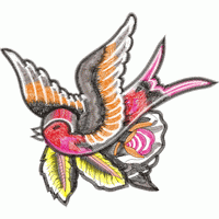 彩色刺绣飞鸟图案 鸟