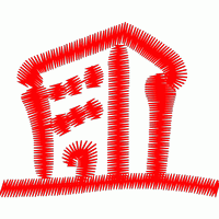 红色房屋刺绣图案 免费花样