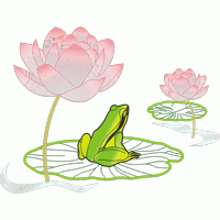 青蛙与荷花图案 免费花样