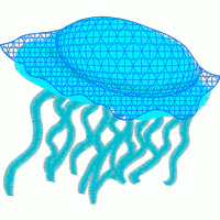 蓝色水母刺绣图案 免费花样