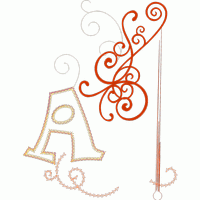 刺绣字母A与装饰花纹 免费花样