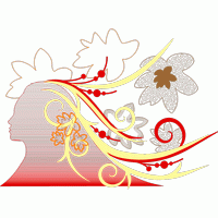 女性侧影花卉刺绣图案 免费花样
