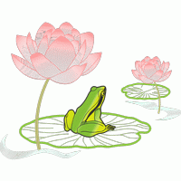 青蛙与荷花图案 免费花样