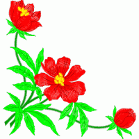 红色花卉刺绣图案 免费花样