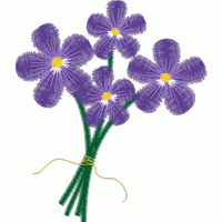 紫色花朵刺绣花束 免费花样