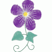 紫色花朵刺绣图案 免费花样