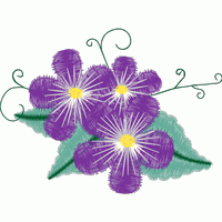 紫色花朵刺绣图案 免费花样