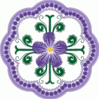 紫色花卉刺绣图案 免费花样